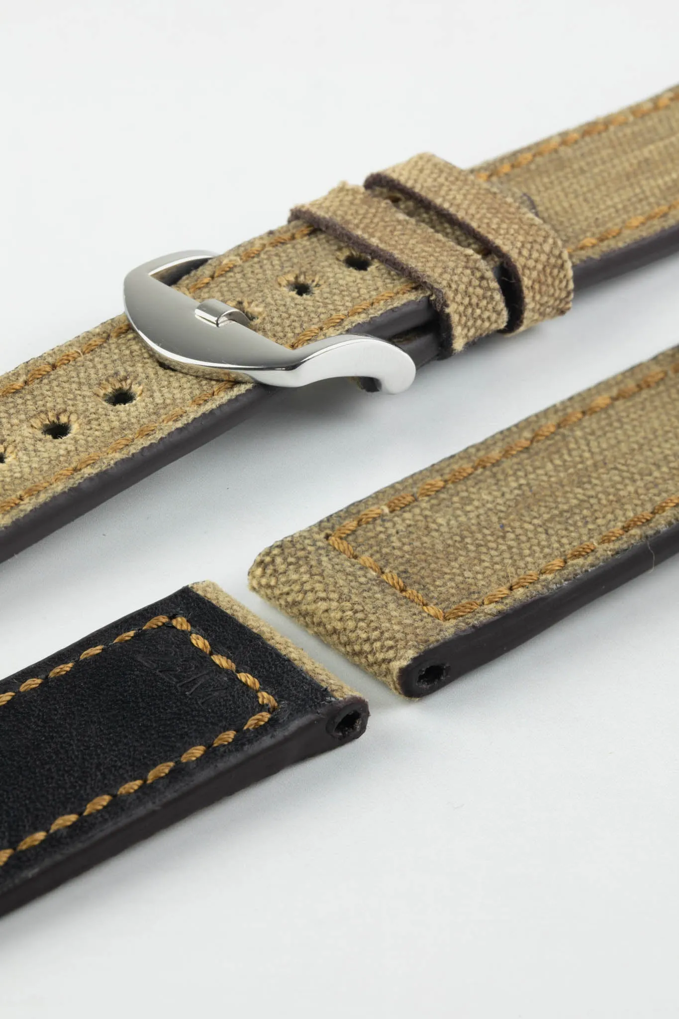 RIOS1931 MARYLAND Genuine Vintage Canvas Watch Strap in COGNAC