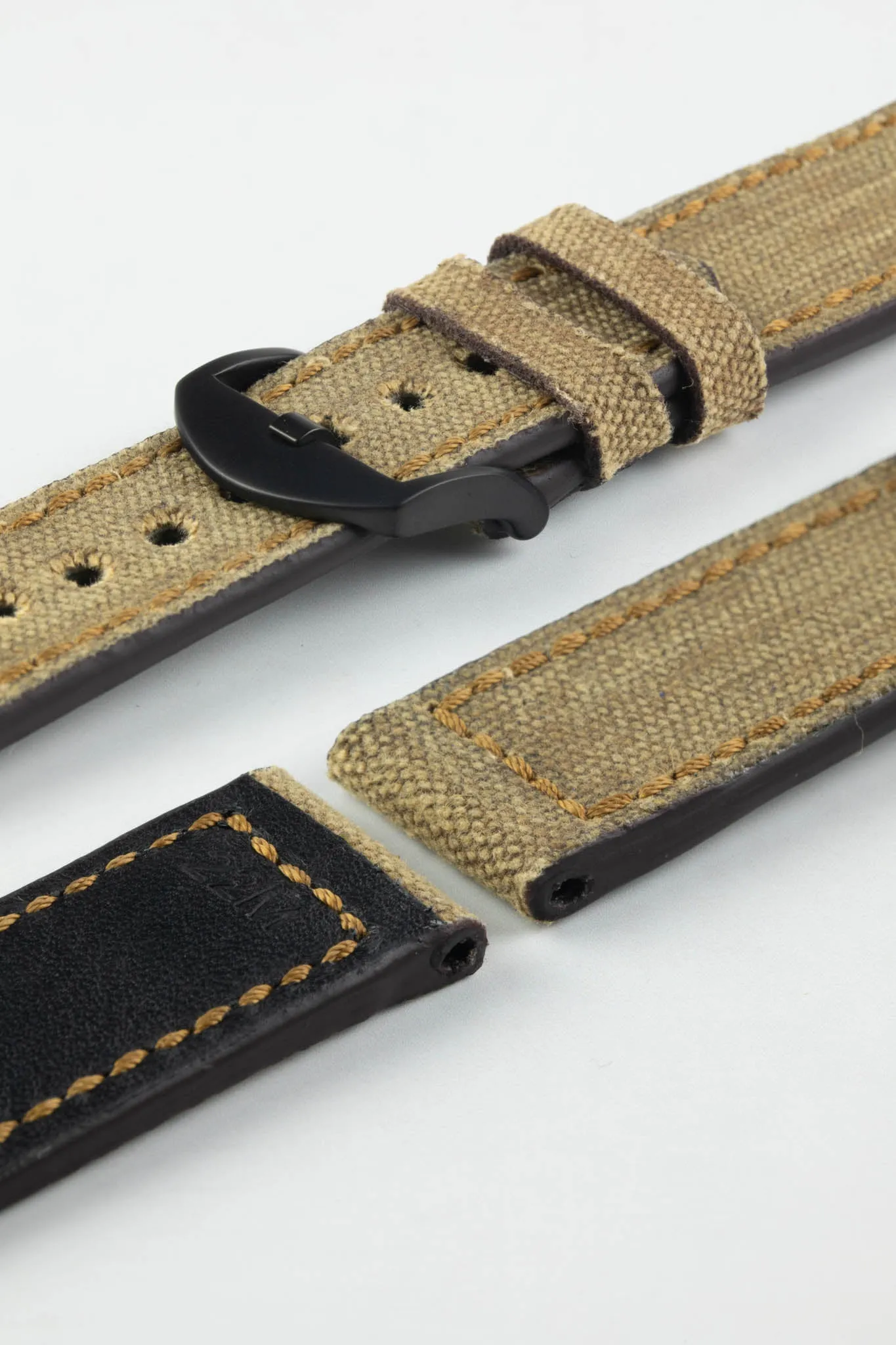 RIOS1931 MARYLAND Genuine Vintage Canvas Watch Strap in COGNAC