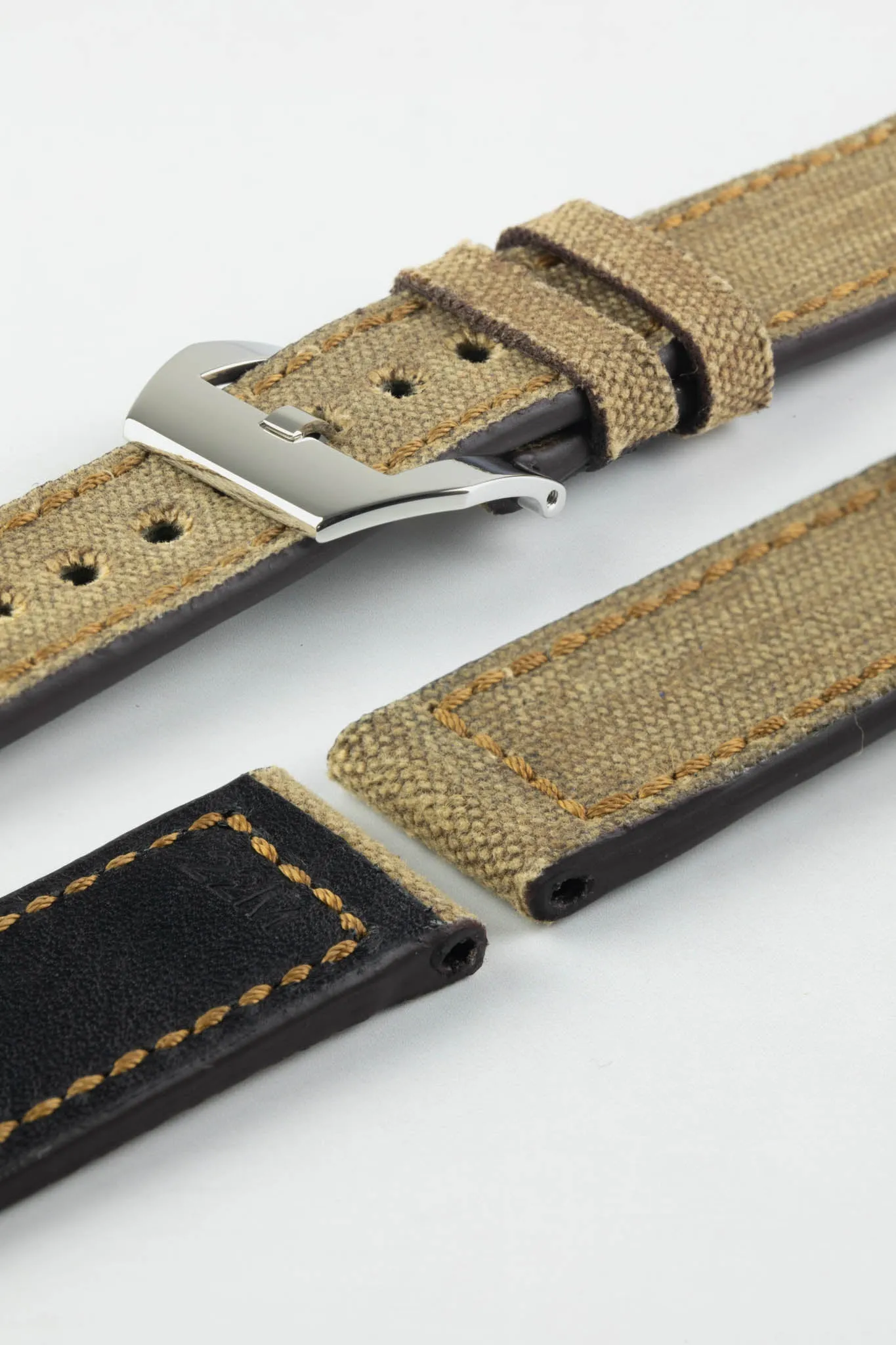 RIOS1931 MARYLAND Genuine Vintage Canvas Watch Strap in COGNAC