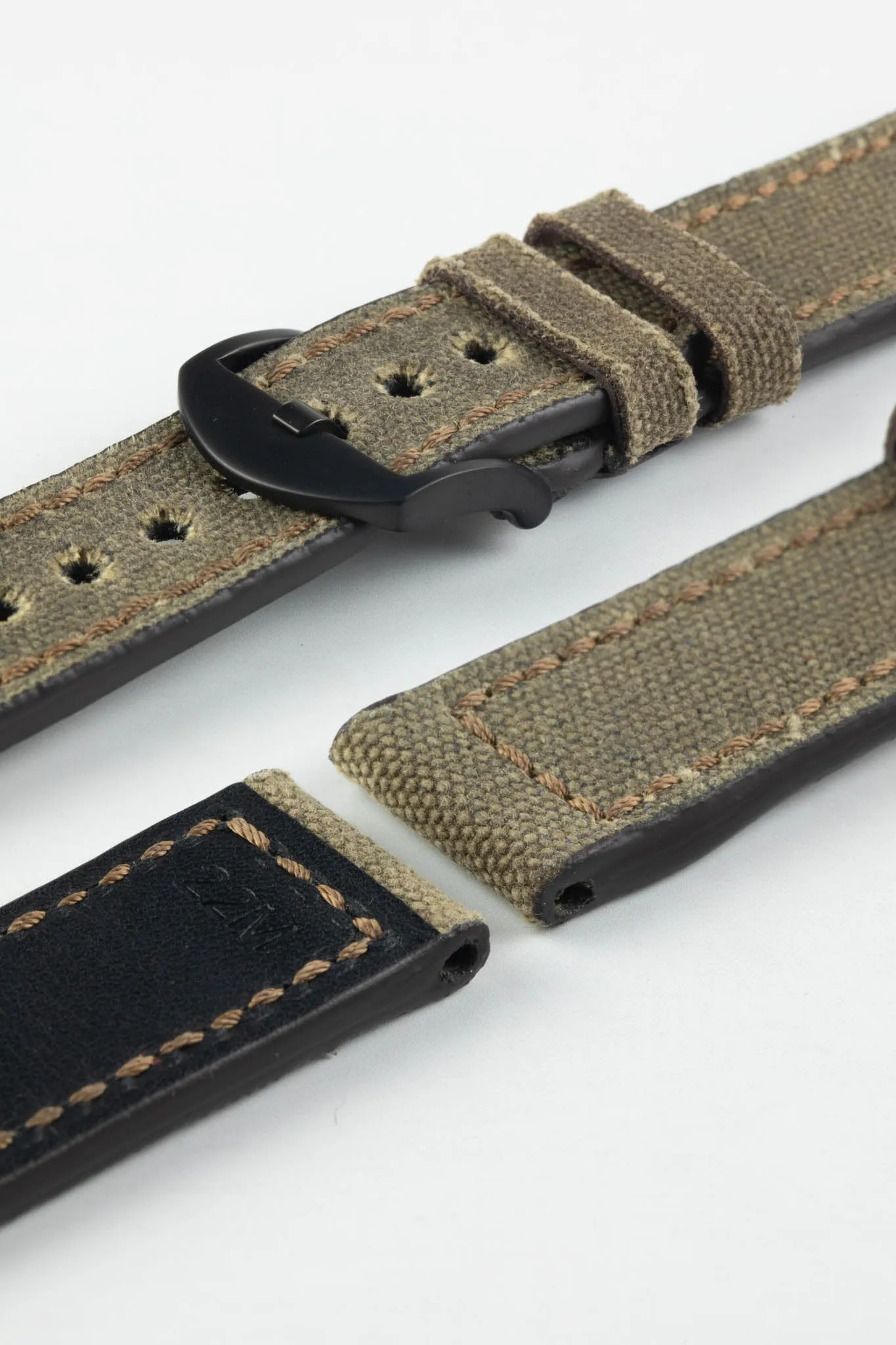 RIOS1931 MARYLAND Genuine Vintage Canvas Watch Strap in MOCHA