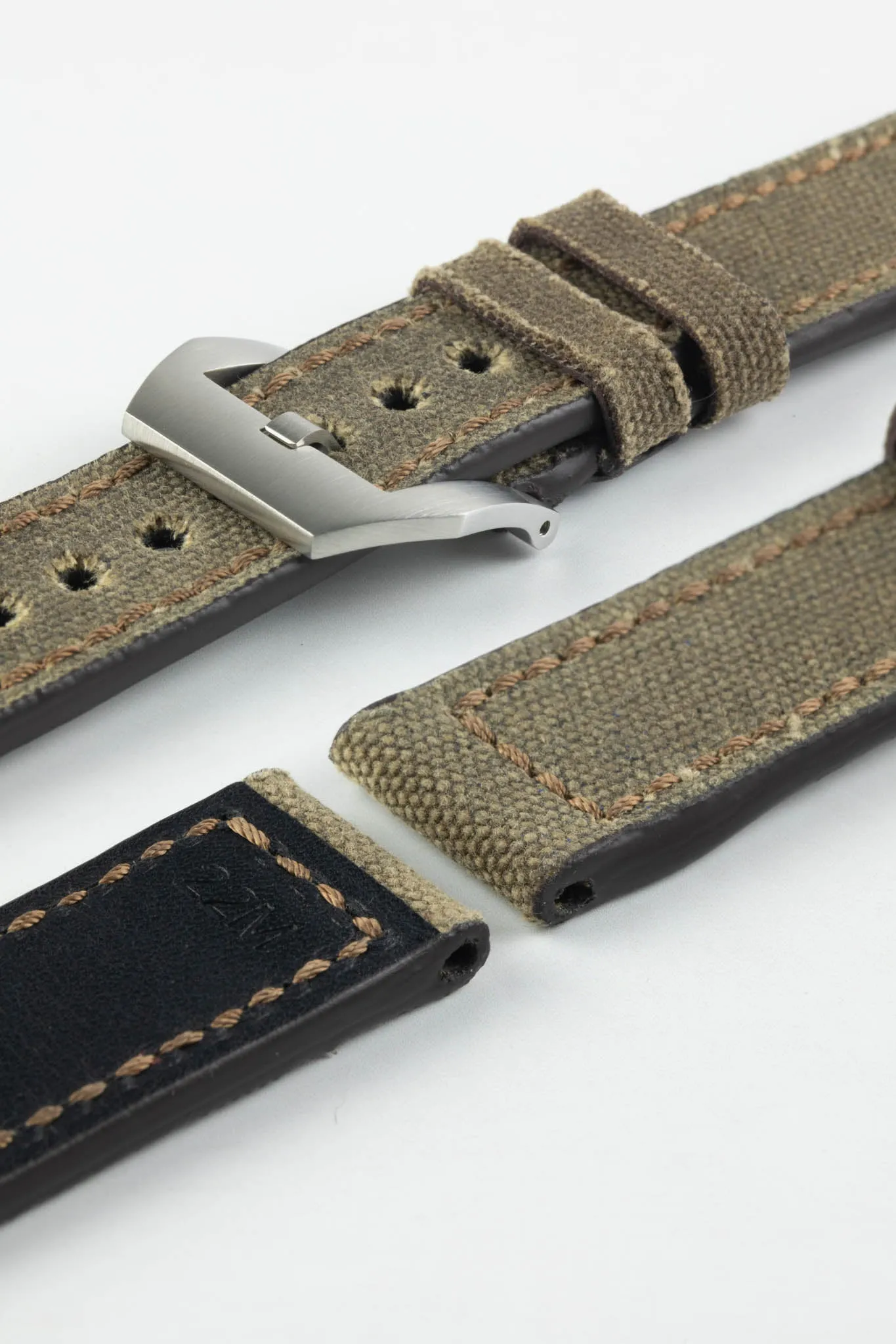 RIOS1931 MARYLAND Genuine Vintage Canvas Watch Strap in MOCHA