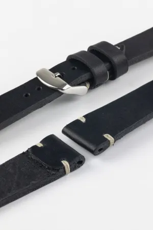 RIOS1931 WATTS Vintage Leather Watch Strap in BLACK