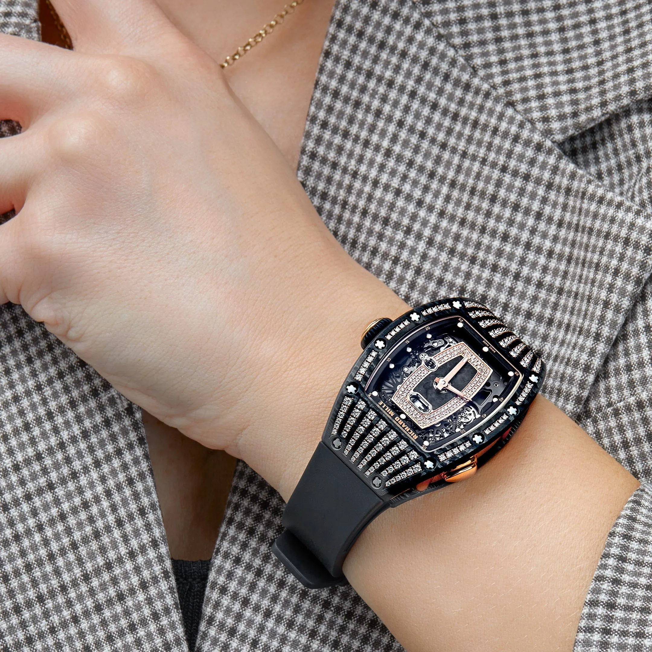 RM-Luxury-Watches LF 037 Rose Gold Carbon TPT Diamond Set