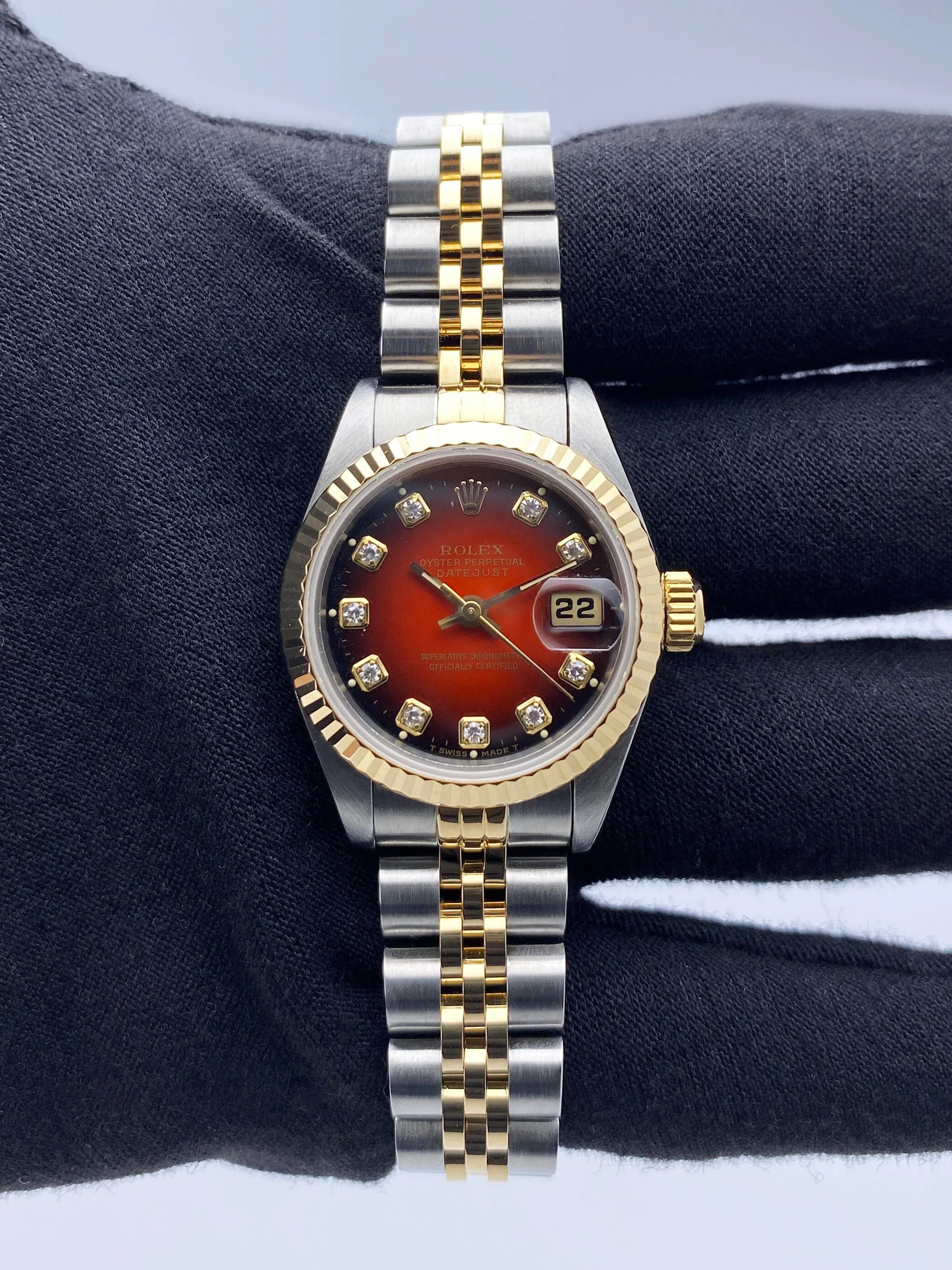 Rolex 69173 Datejust Diamond Dial Ladies Watch Box Papers