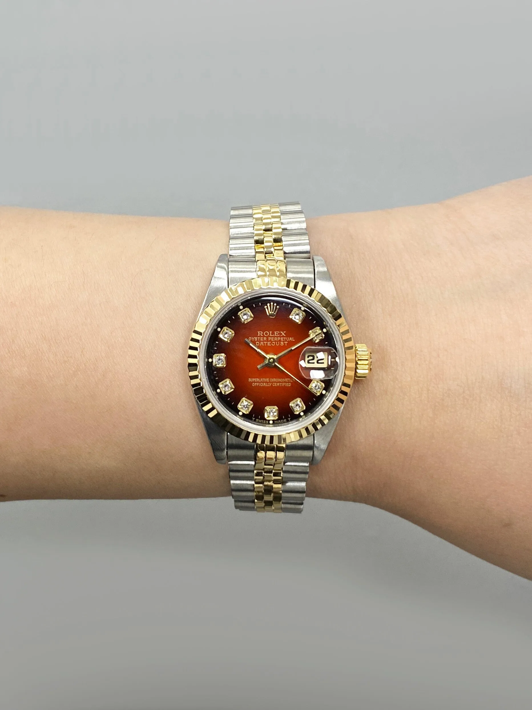 Rolex 69173 Datejust Diamond Dial Ladies Watch Box Papers