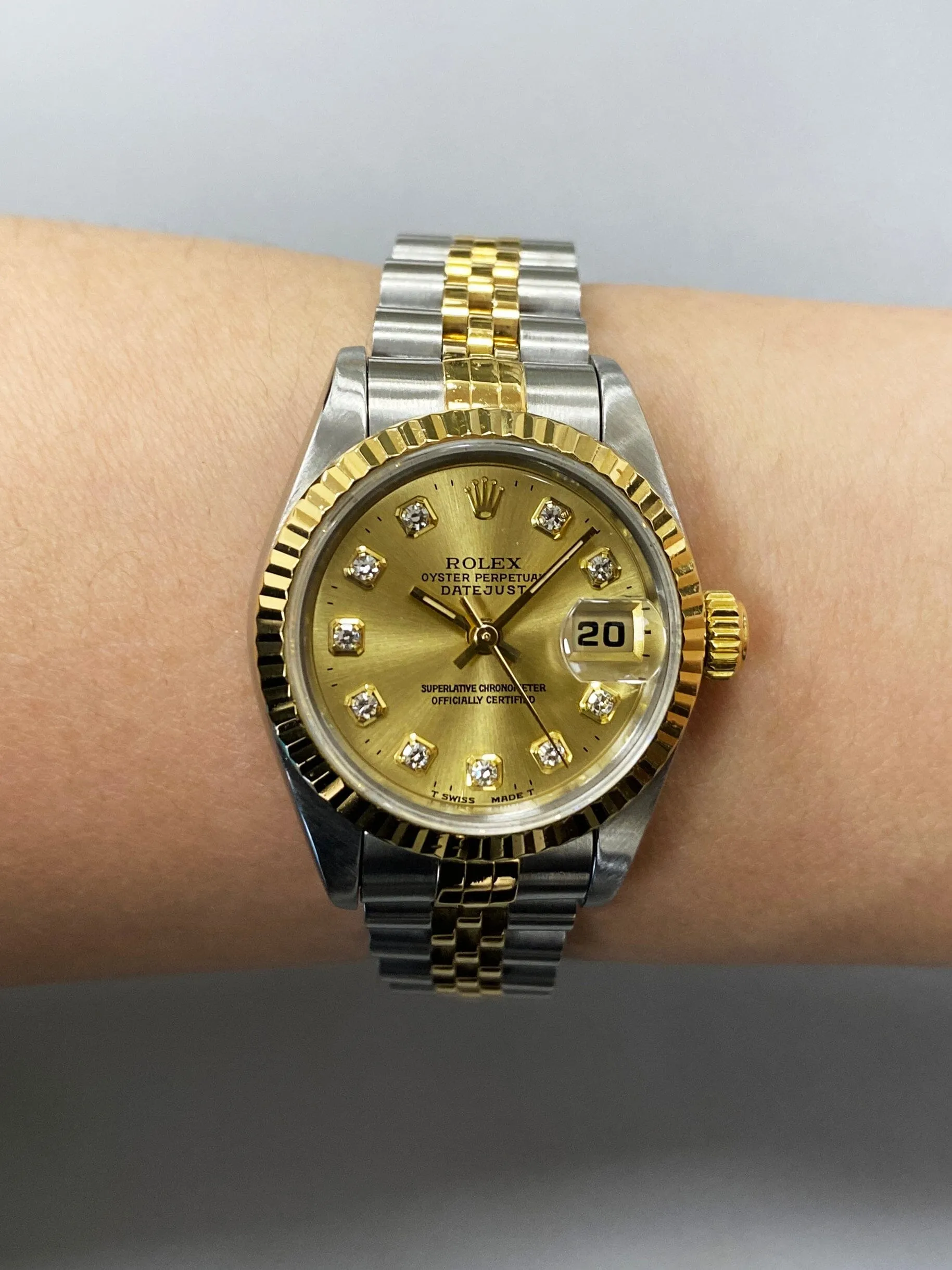 Rolex 69173 Datejust Diamond Dial Ladies Watch Box Papers