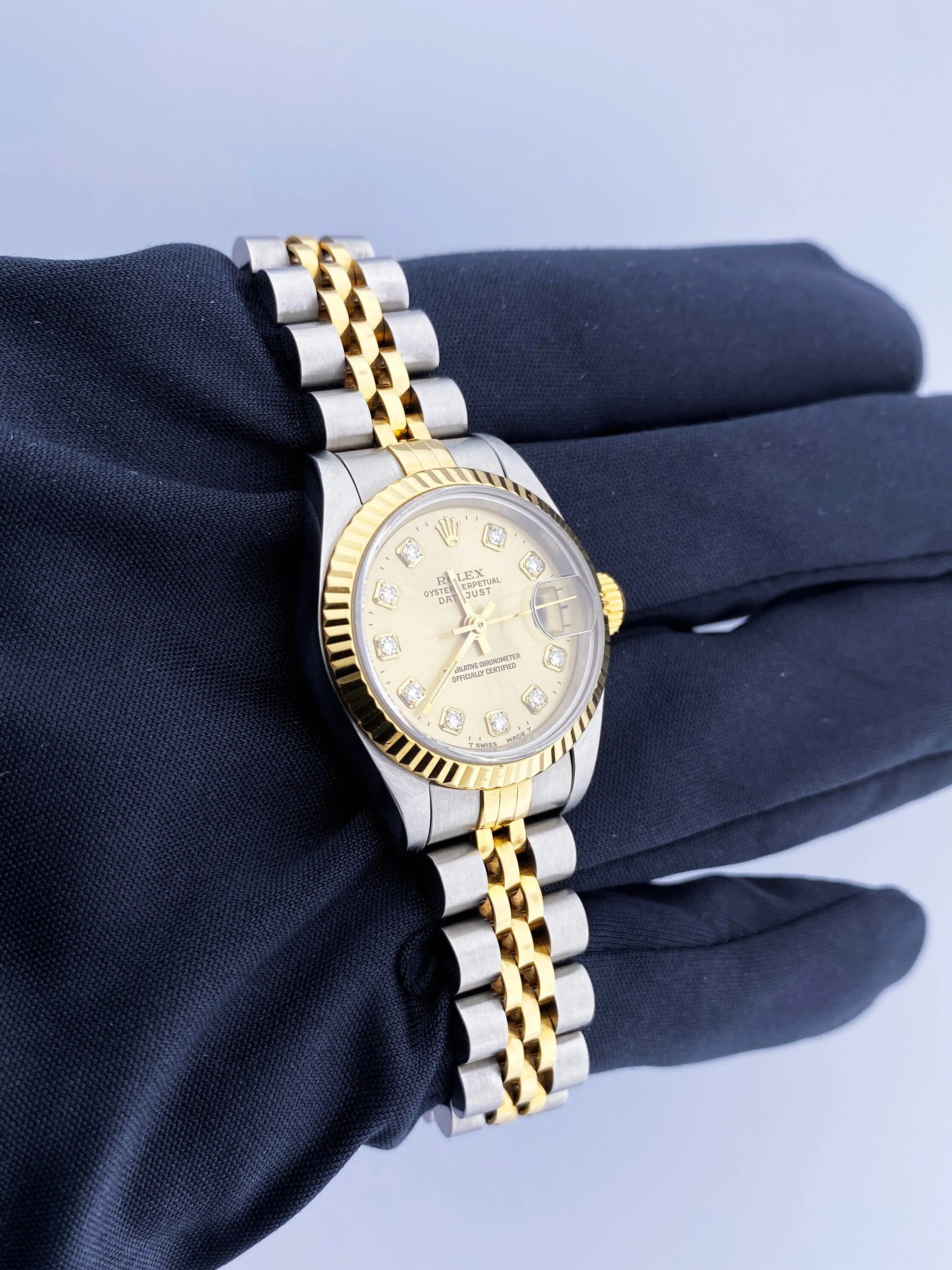 Rolex 69173 Datejust Diamond Dial Ladies Watch Box Papers