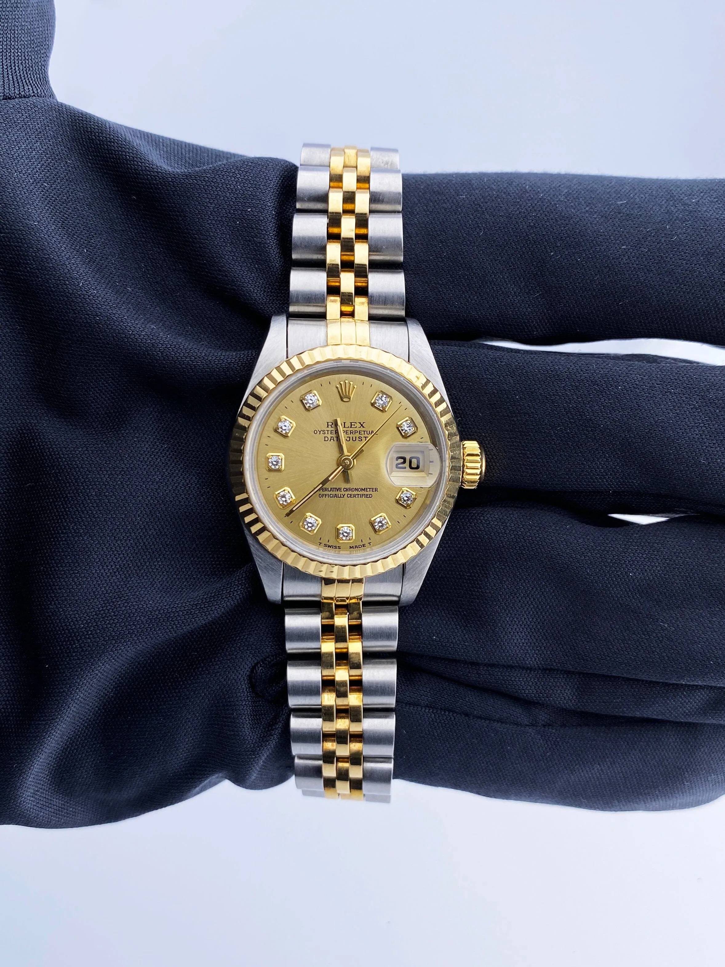 Rolex 69173 Datejust Diamond Dial Ladies Watch Box Papers