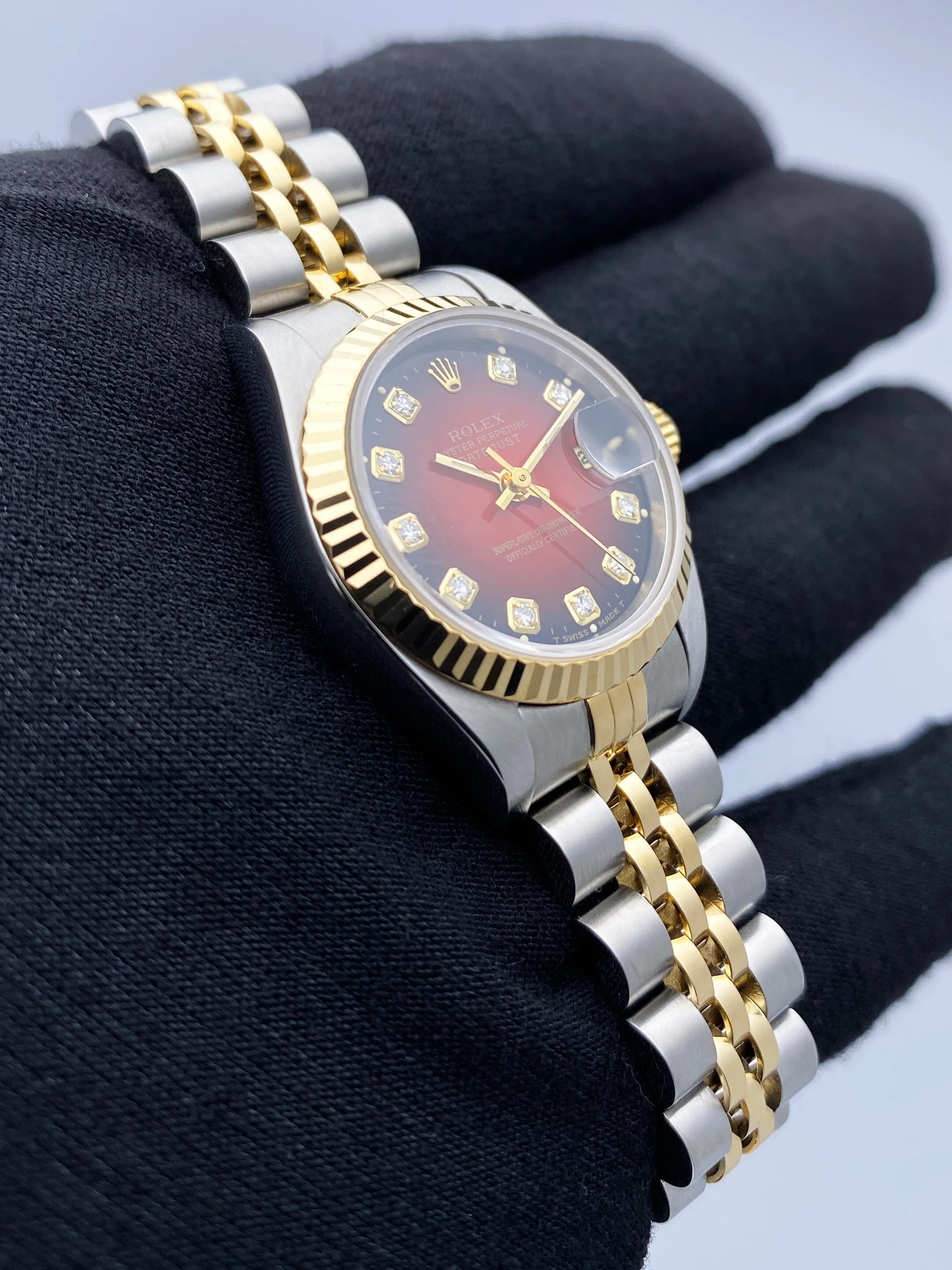 Rolex 69173 Datejust Diamond Dial Ladies Watch Box Papers