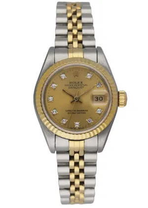 Rolex 69173 Stainless Steel & 18K Yellow Gold Diamond Dial Ladies Watch
