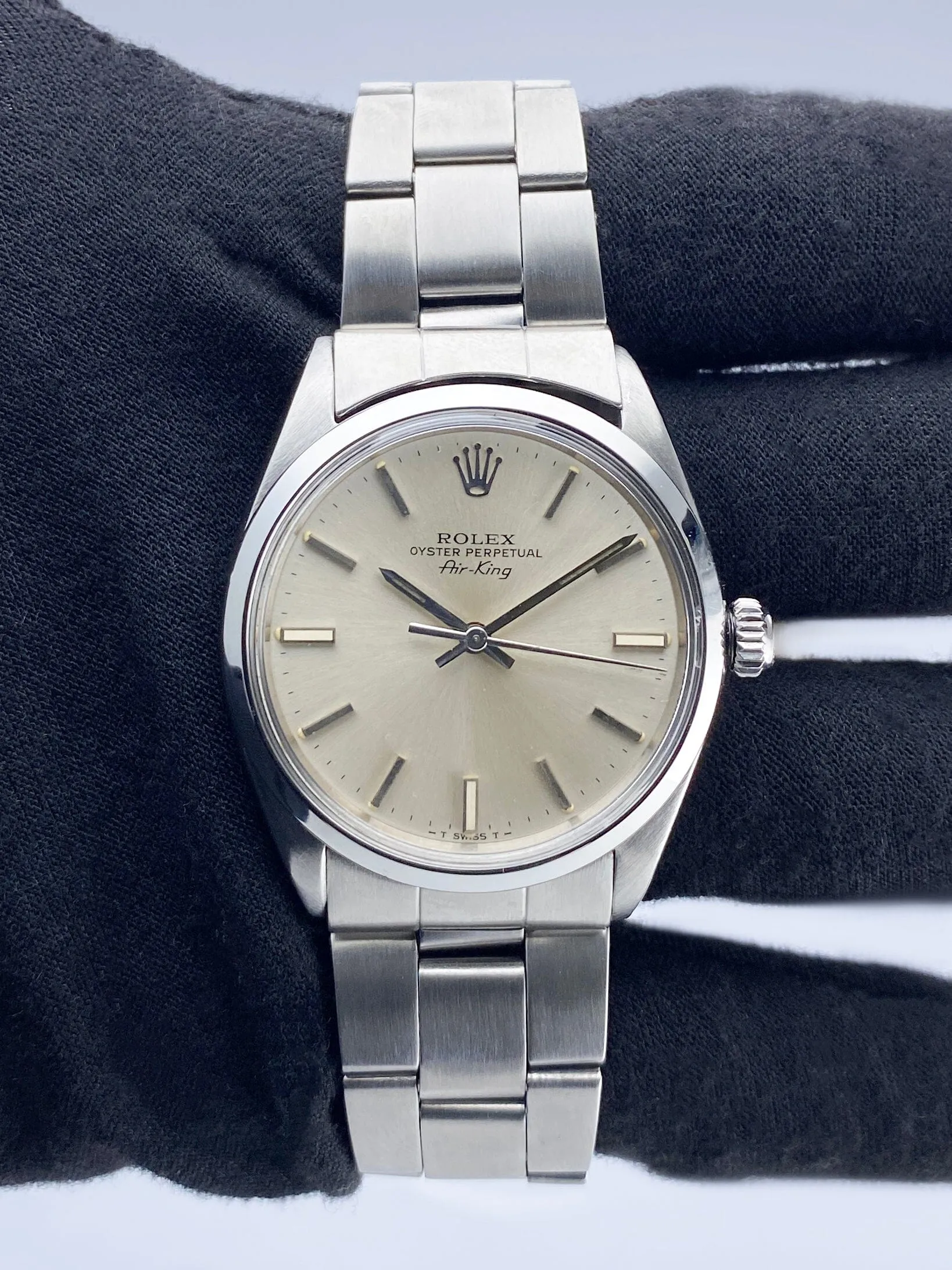 Rolex Air King 5500 Silver Dial Mens Watch