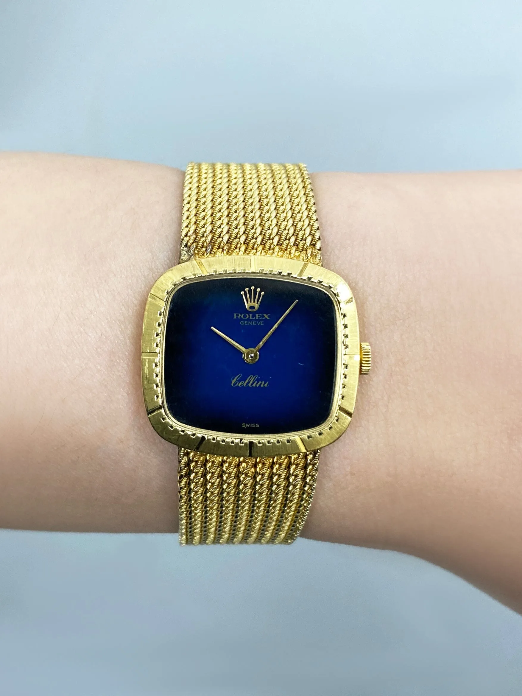 Rolex Cellini Blue Dial 18K Yellow Gold Ladies Watch