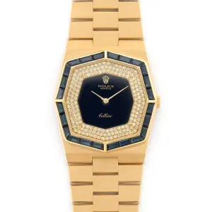 Rolex Cellini Yellow Gold with Sapphire Bezen and Diamond Dial Ref. 5019/8
