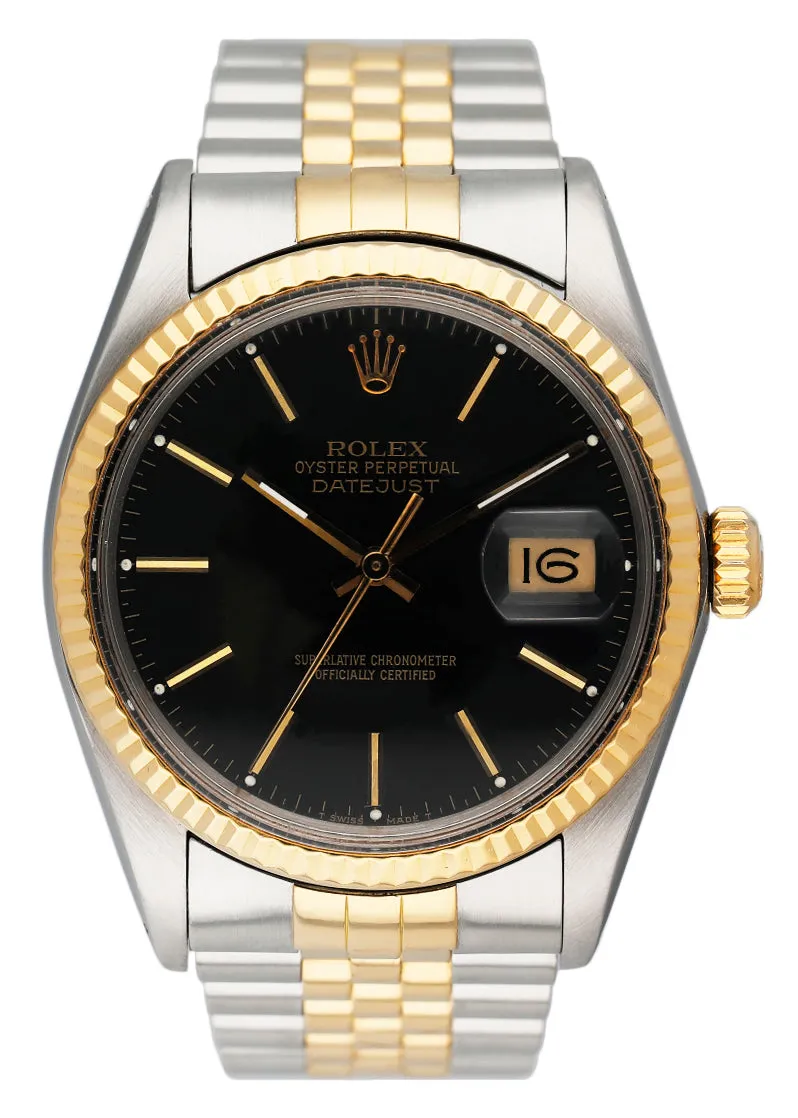 Rolex Datejust 16013 Black Dial Mens Watch Box Papers