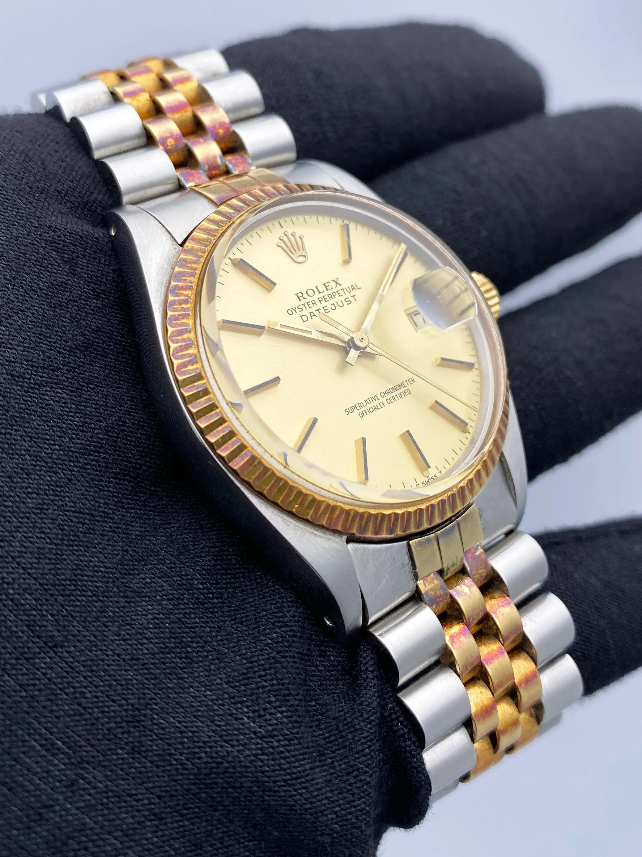 Rolex Datejust 16013 Champagne Dial Mens Watch Box Papers