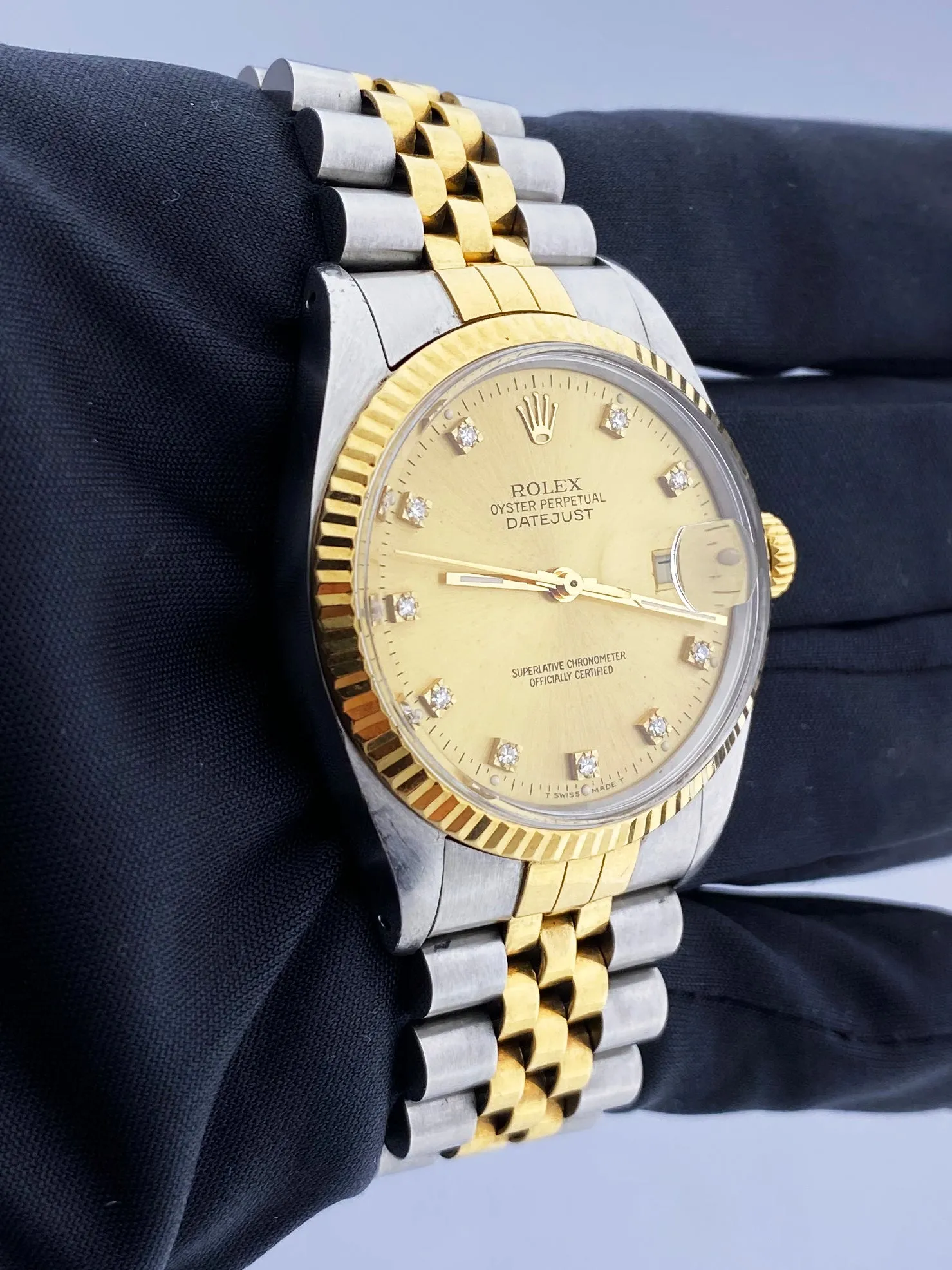 Rolex Datejust 16013 Diamond Dial Mens Watch