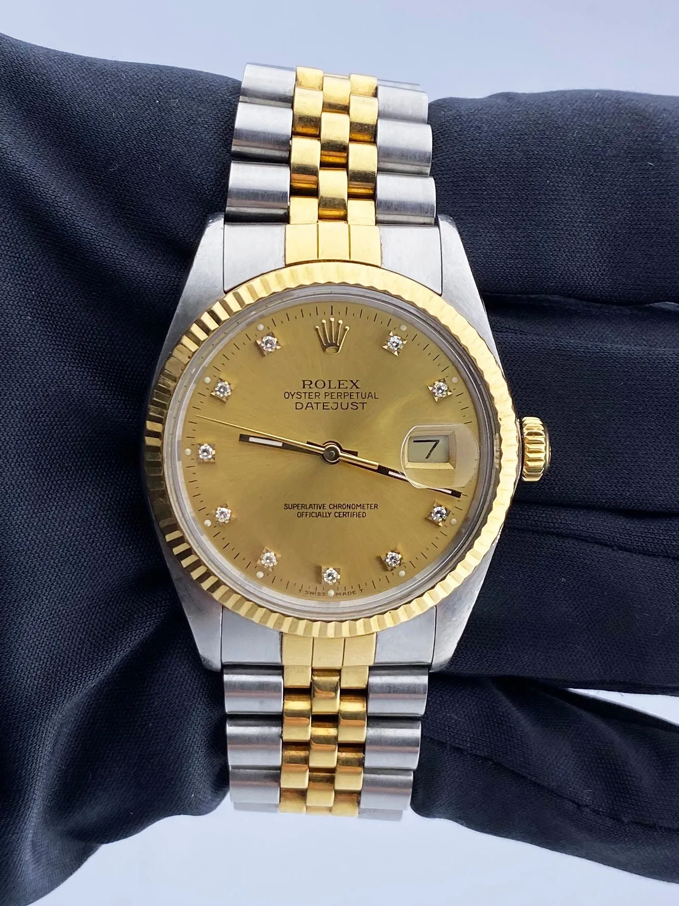 Rolex Datejust 16013 Diamond Dial Mens Watch