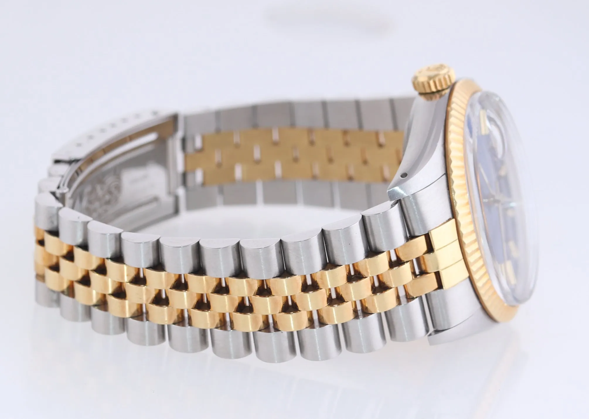 Rolex DateJust 16013 Two-Tone 18k Gold Steel Jubilee Blue Caseback Sticker Watch