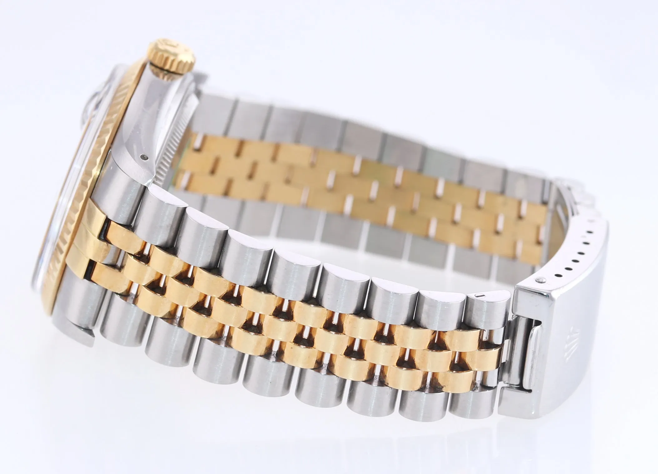 Rolex DateJust 16013 Two-Tone 18k Gold Steel Jubilee Blue Caseback Sticker Watch