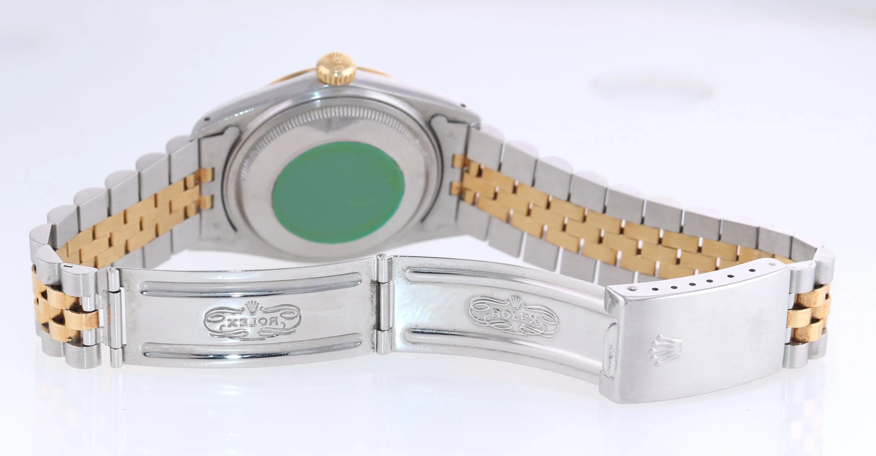 Rolex DateJust 16013 Two-Tone 18k Gold Steel Jubilee Blue Caseback Sticker Watch