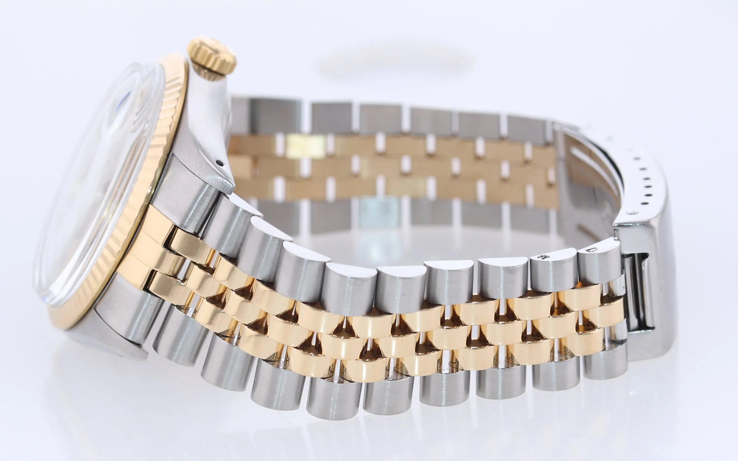 Rolex DateJust 16013 Two-Tone 18k Gold Steel Jubilee Silver Dial Watch Box