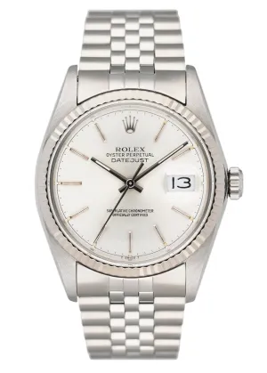 Rolex Datejust 16014 Silver Dial Stainless Steel Mens Watch