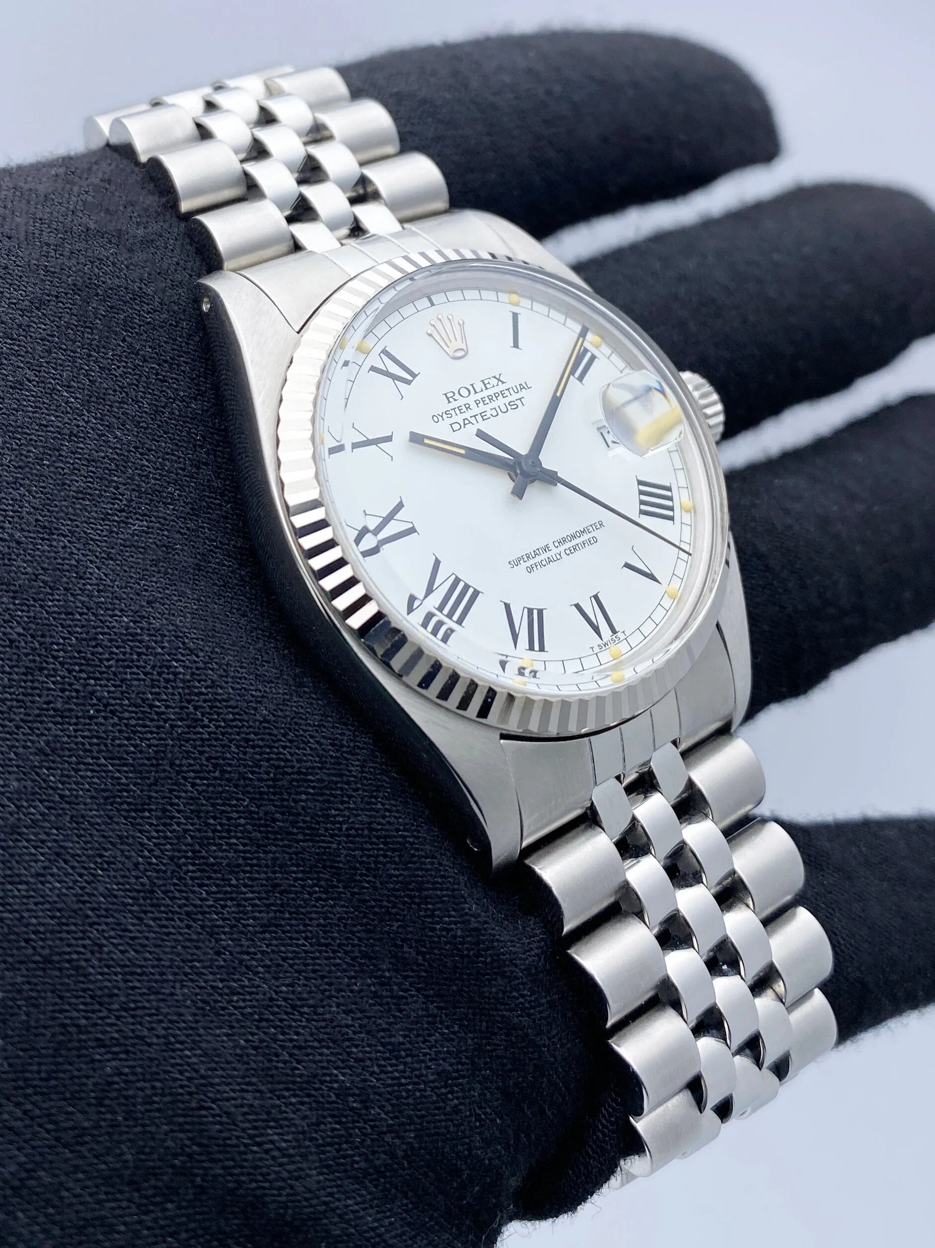 Rolex Datejust 16014 White Dial Mens Watch Box Papers