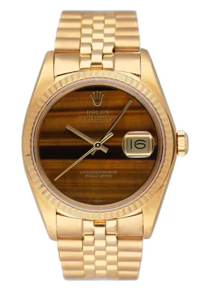 Rolex Datejust 16018 Tiger Eyes Dial Mens Watch