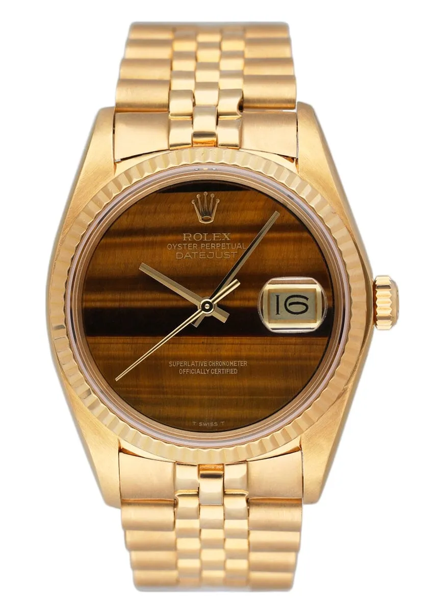 Rolex Datejust 16018 Tiger Eyes Dial Mens Watch