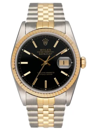 Rolex Datejust 16233 Black Dial Men's Watch