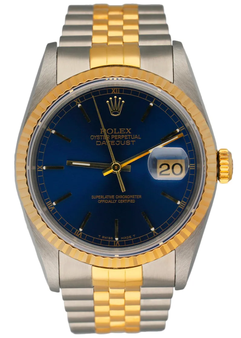 Rolex Datejust 16233 Blue Dial Mens Watch