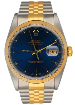 Rolex Datejust 16233 Blue Dial Mens Watch