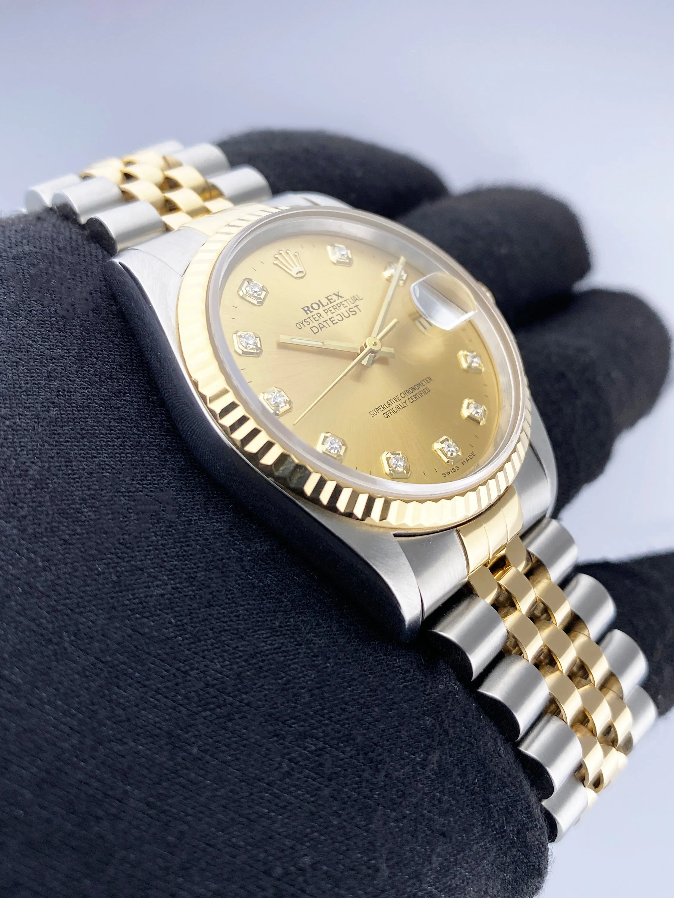 Rolex Datejust 16233 Diamond Dial Mens Watch