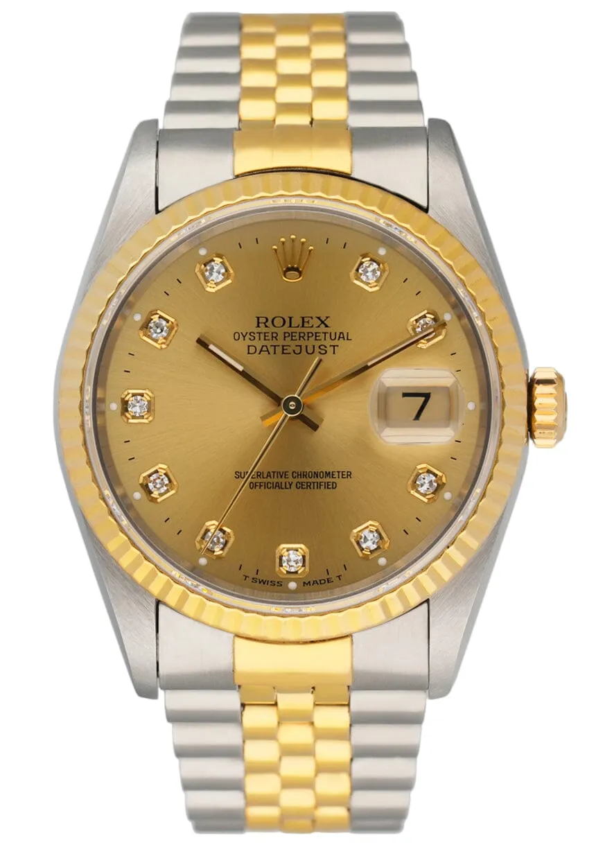 Rolex Datejust 16233 Diamond Dial Mens Watch