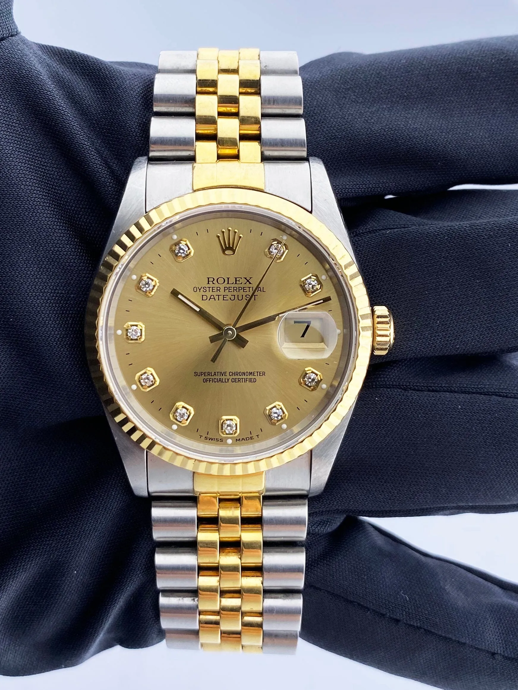 Rolex Datejust 16233 Diamond Dial Mens Watch