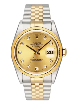 Rolex Datejust 16233 Diamond Dial Mens Watch
