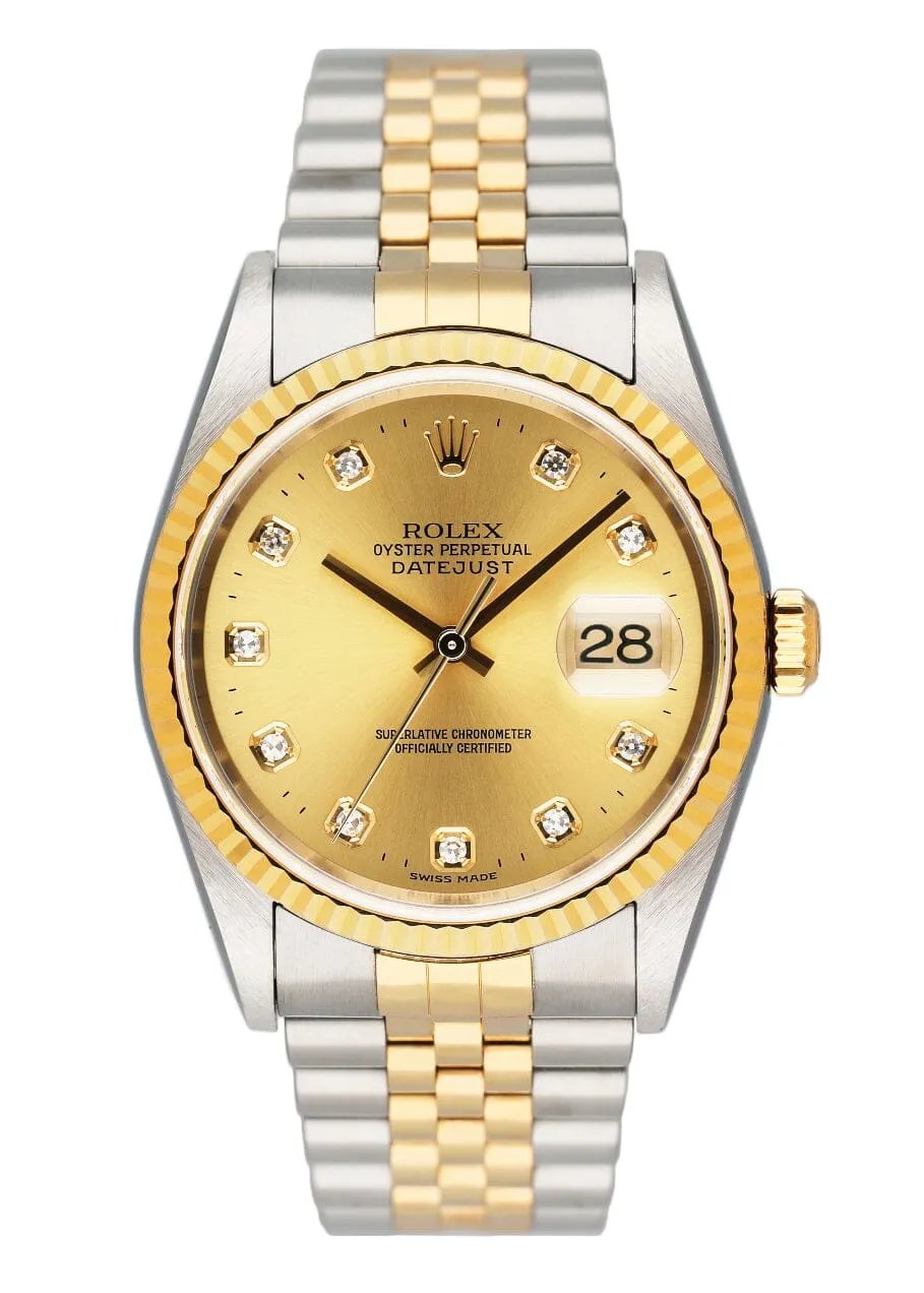 Rolex Datejust 16233 Diamond Dial Mens Watch