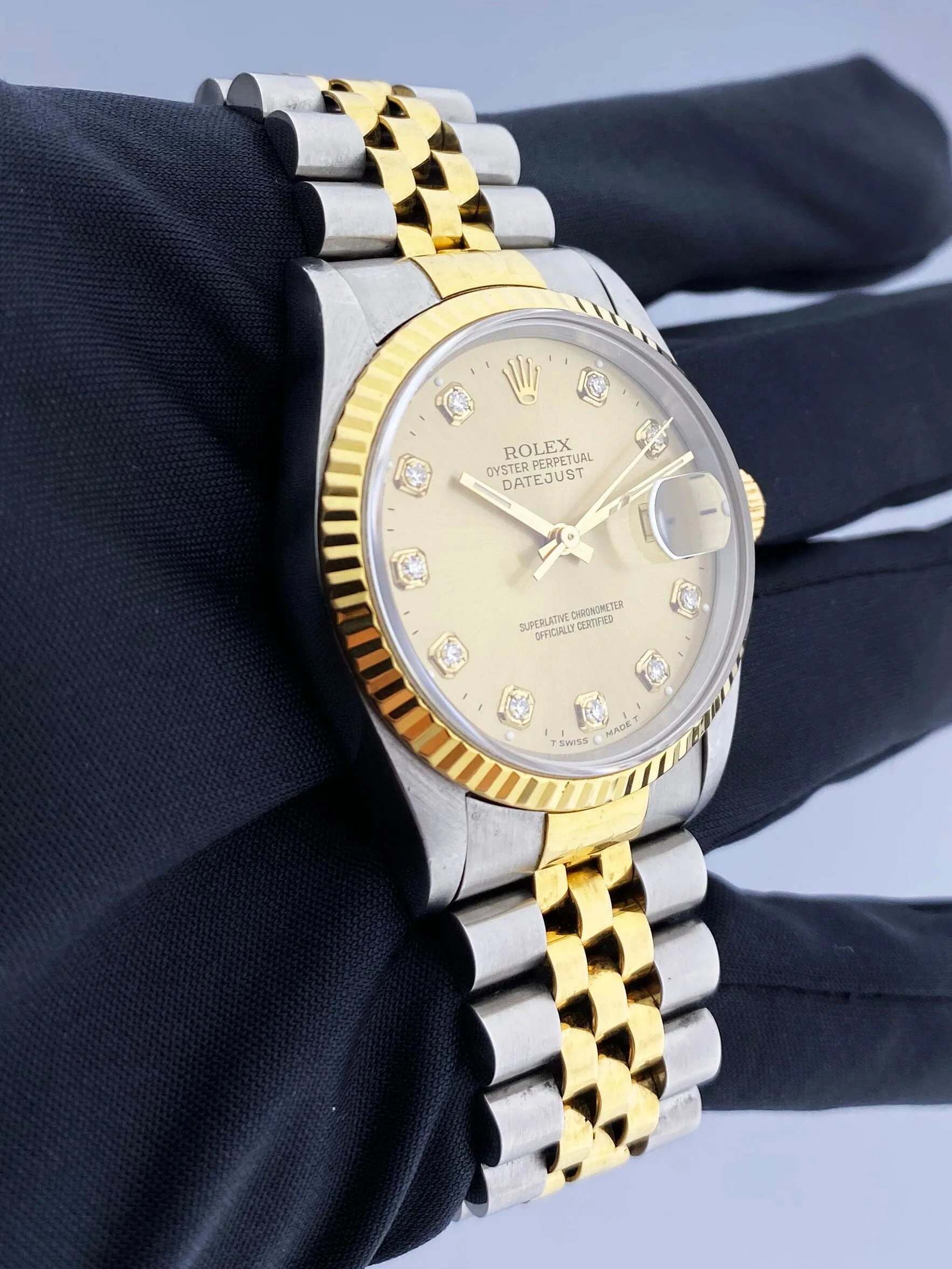 Rolex Datejust 16233 Diamond Dial Mens Watch