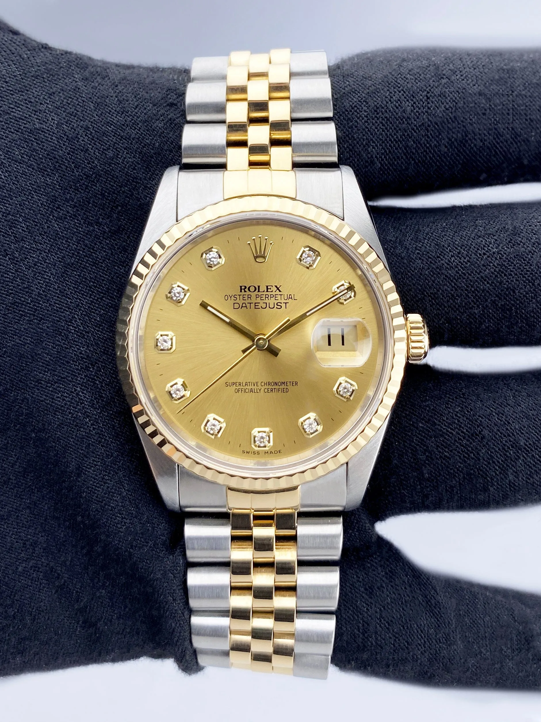 Rolex Datejust 16233 Diamond Dial Mens Watch