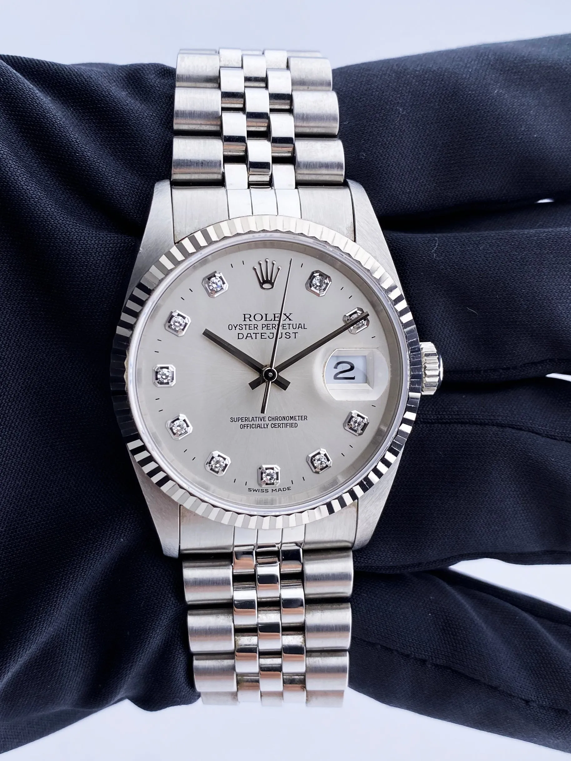 Rolex Datejust 16234 Diamond Dial Mens Watch