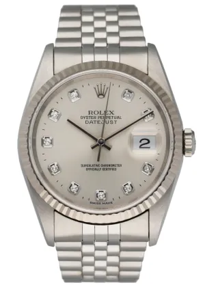 Rolex Datejust 16234 Diamond Dial Mens Watch