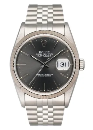 Rolex Datejust 16234 Gray Dial Mens Watch Box Papers