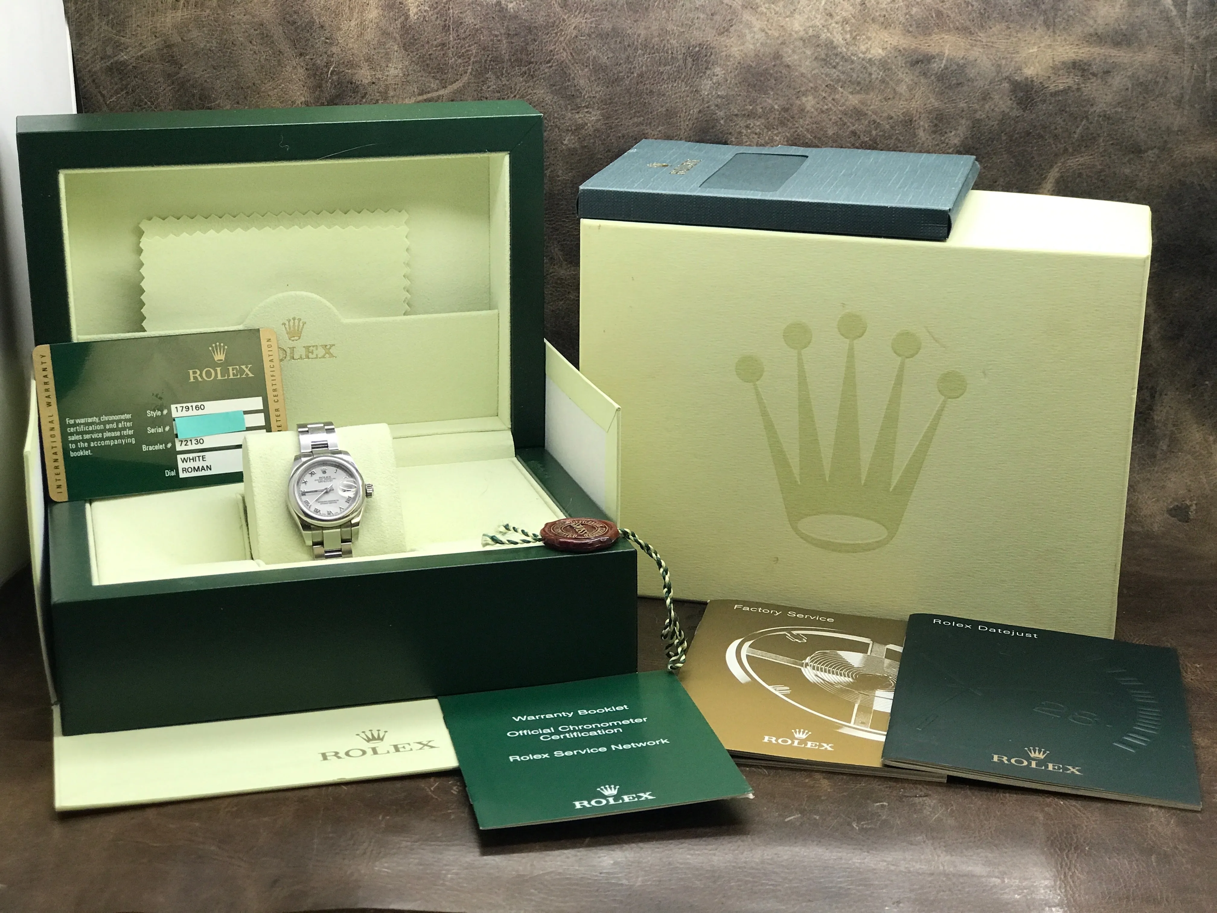 Rolex Datejust 26mm 179160 White Roman Dial Automatic Women's Watch