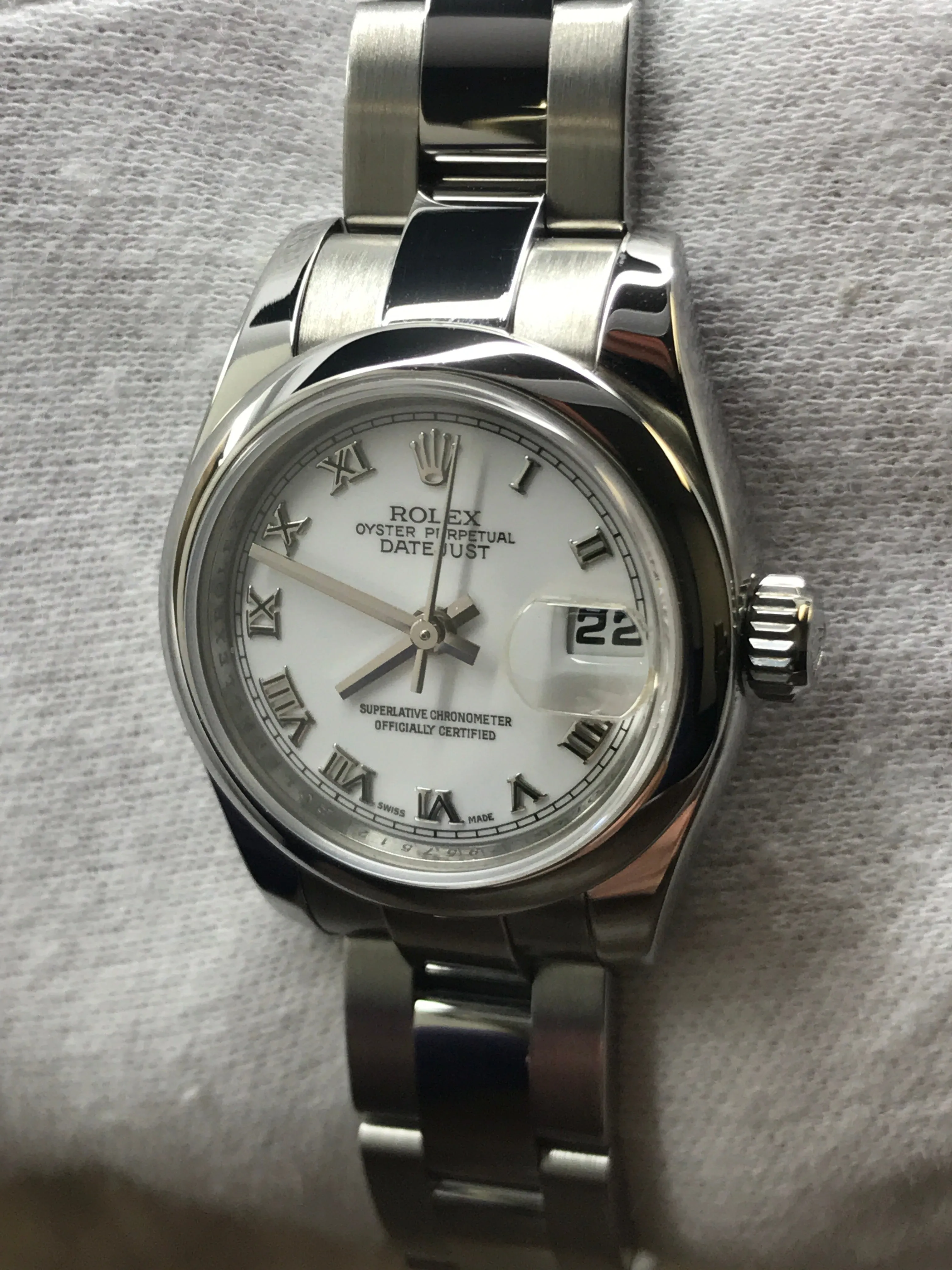 Rolex Datejust 26mm 179160 White Roman Dial Automatic Women's Watch