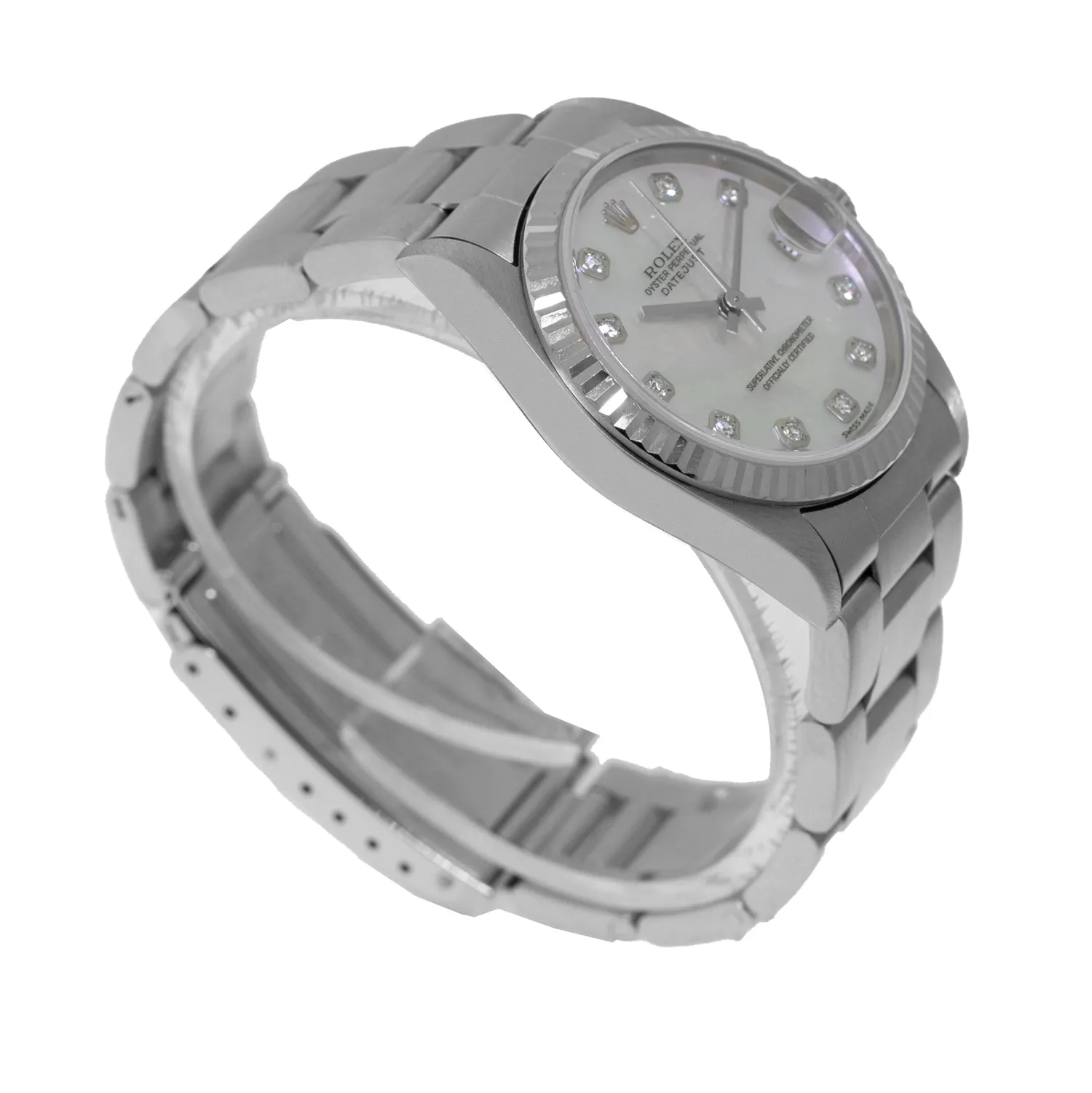 Rolex Datejust 31mm White Gold & Steel Mother of Pearl Diamond Dial & Fluted Bezel 78274