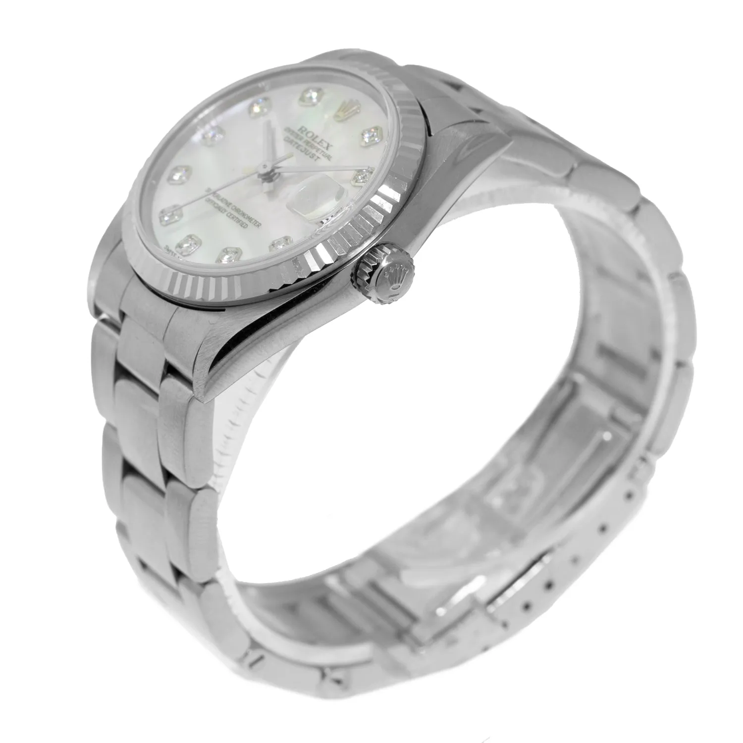 Rolex Datejust 31mm White Gold & Steel Mother of Pearl Diamond Dial & Fluted Bezel 78274