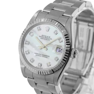 Rolex Datejust 31mm White Gold & Steel Mother of Pearl Diamond Dial & Fluted Bezel 78274