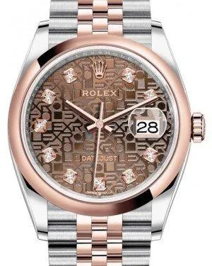 Rolex Datejust 36 Rose Gold/Steel Chocolate Jubilee Diamond Dial & Domed Bezel Jubilee Bracelet 126201