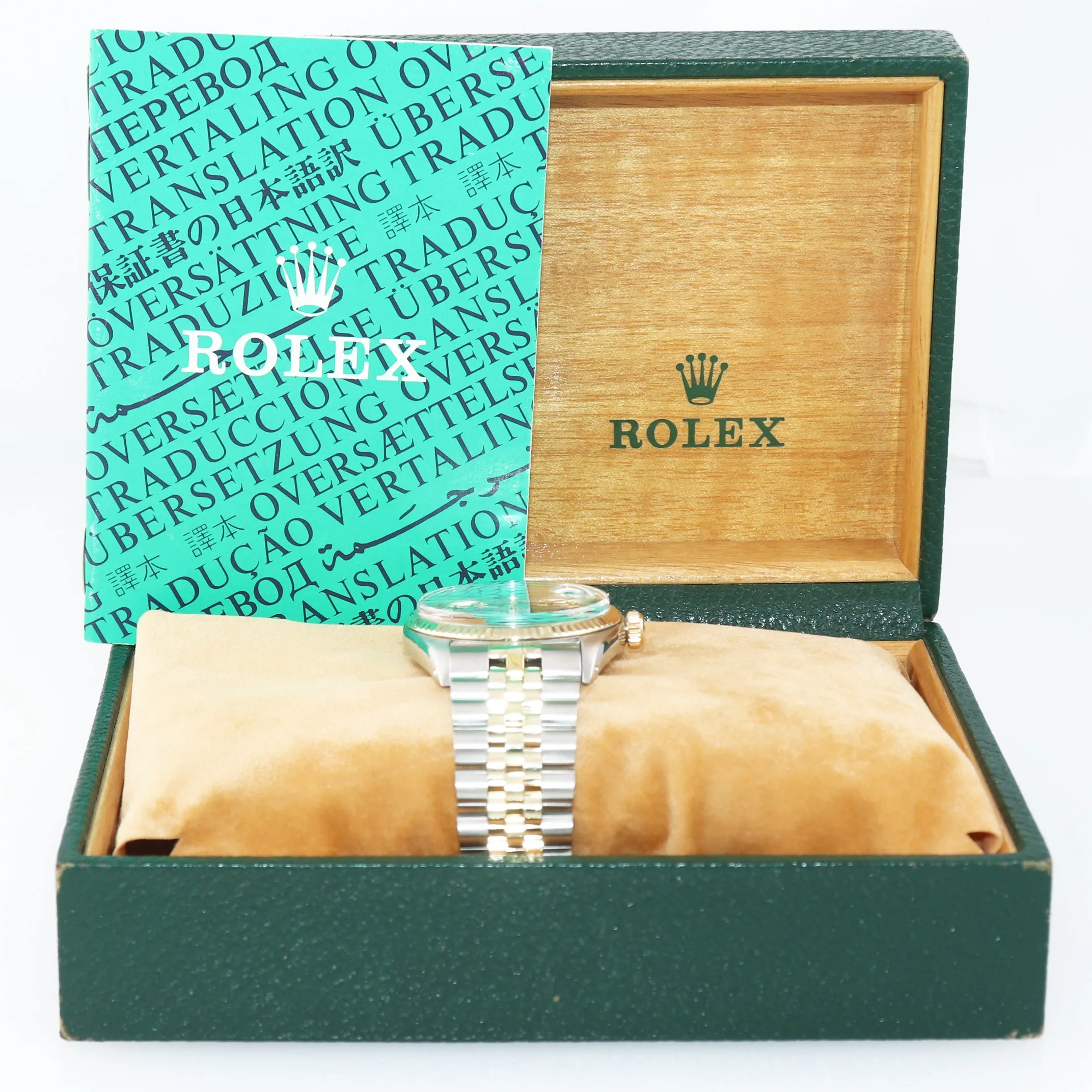 Rolex DateJust 36mm 1601 Two Tone Vignette Blue Black Diamond Dial Jubilee Watch