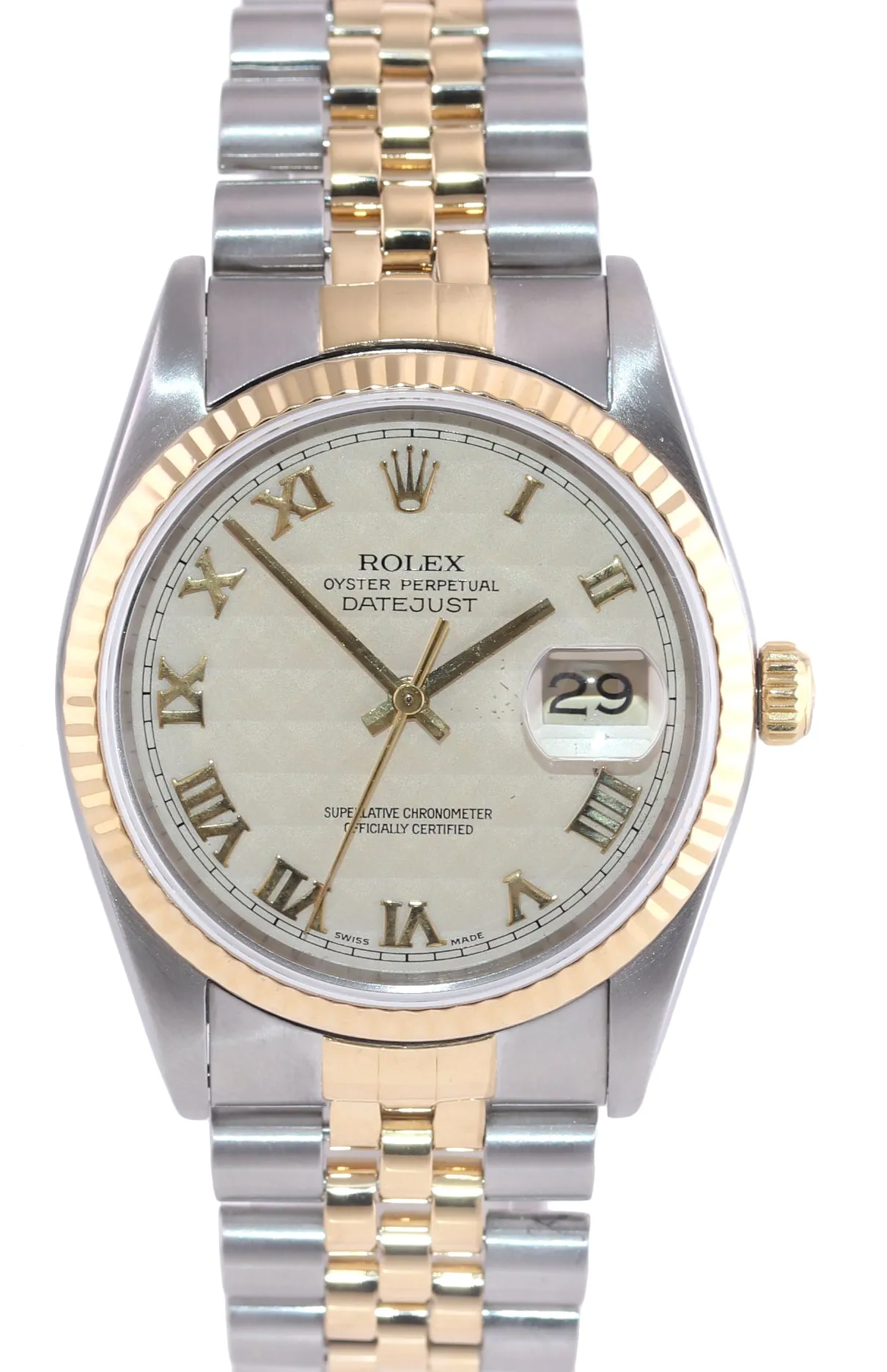 Rolex DateJust 36mm 16233 Two Tone Steel 18k Gold Jubilee Pyramid Watch